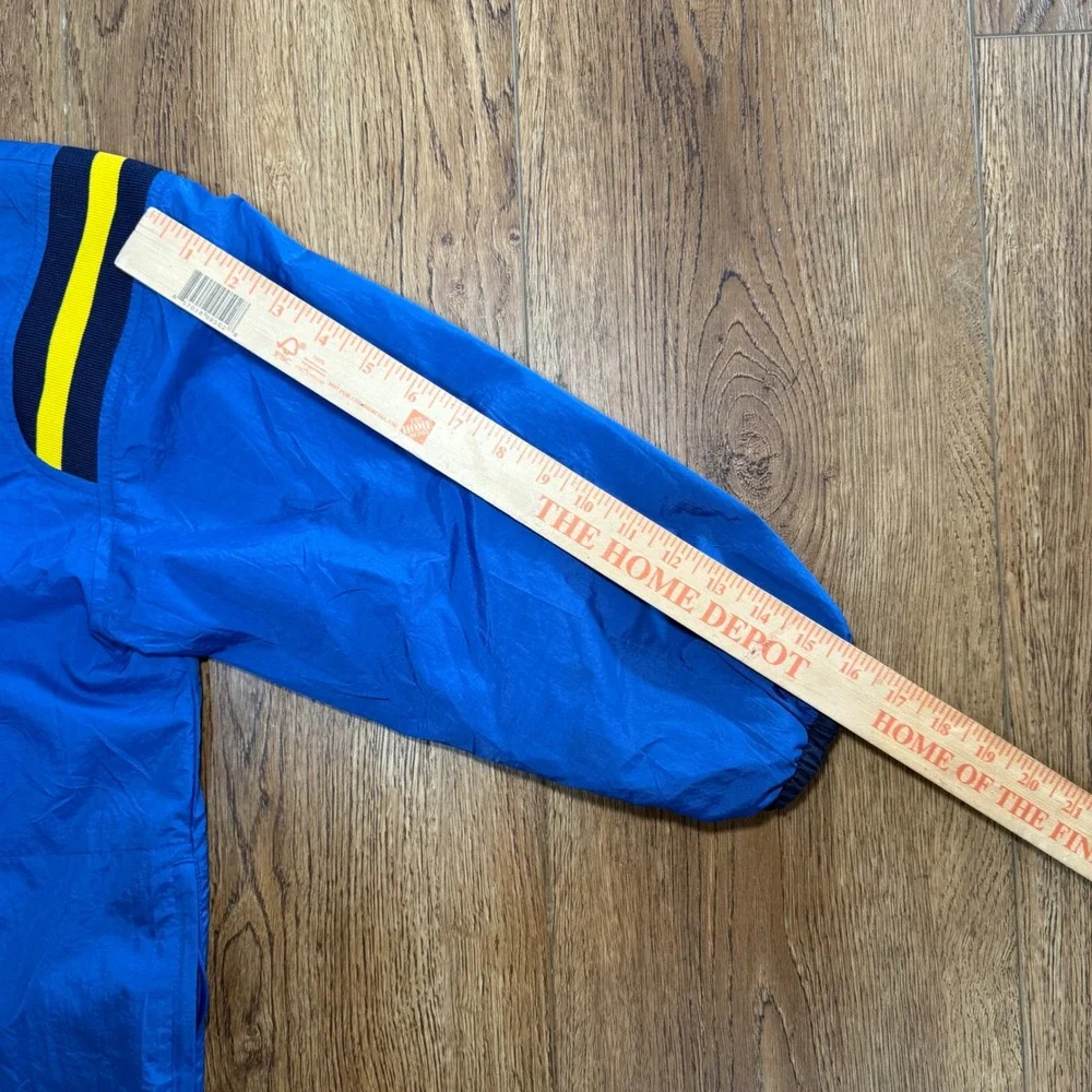 VTG 90s Nike Windbreaker Jacket Blue Yellow Stripe Full Zip Youth Medium M 10-12